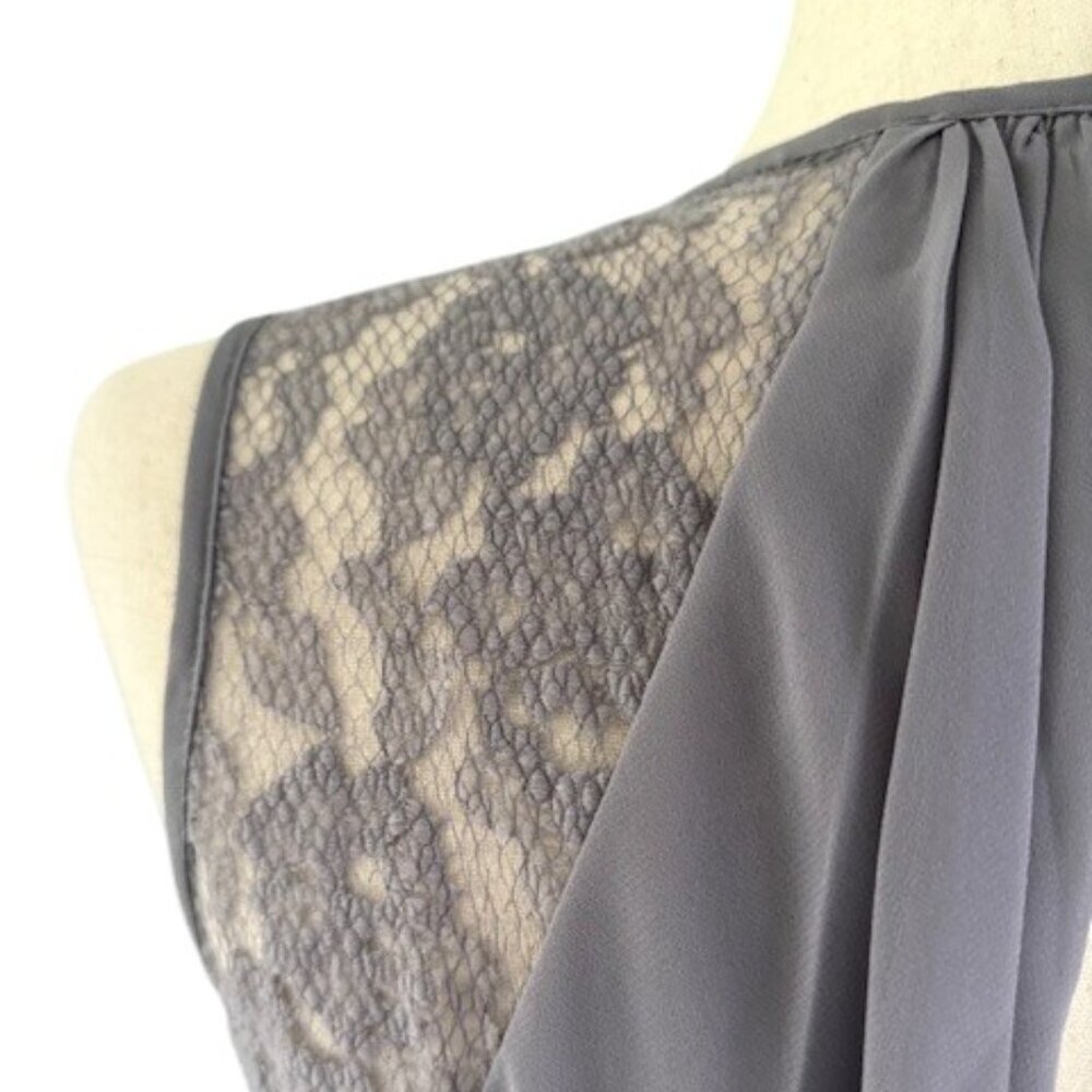 Bari Jay Bridesmaid Grey Chiffon Dress Style 1631 Shadow V Neck Pleated Sz 6 NWT - Picture 14 of 16